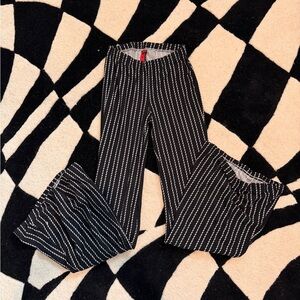 Black Pinstripe Wide Leg Pants